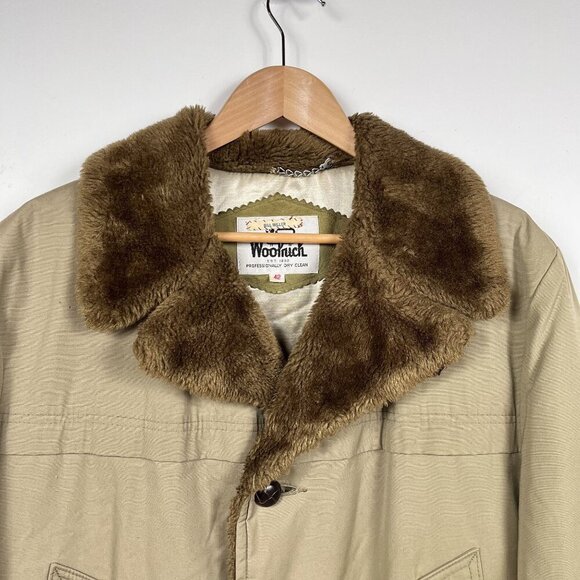 VTG 60s or 70s Woolrich Tan Insulated Faux Fur OverCoat Trench coat Men’s Sz 42 - Picture 6 of 10